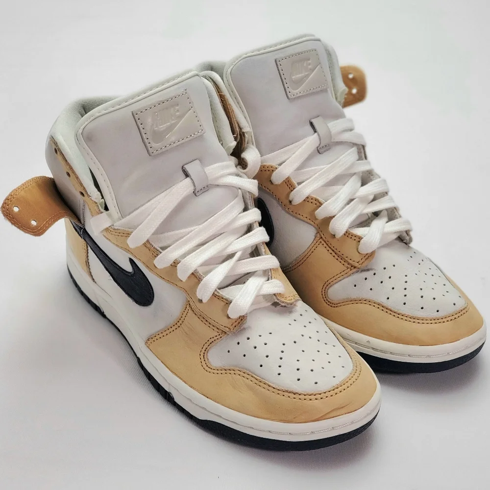 Nike Dunk High Premium White/Sesame Women’s Leather Athletic Sneakers Size 7